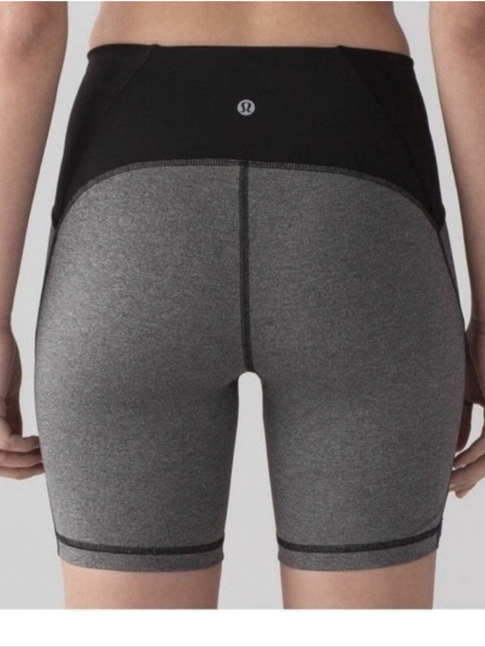 Lululemon Train Times 6" Inseam Bike Shorts Heathered Gray / Black Size 10 - Picture 2 of 7